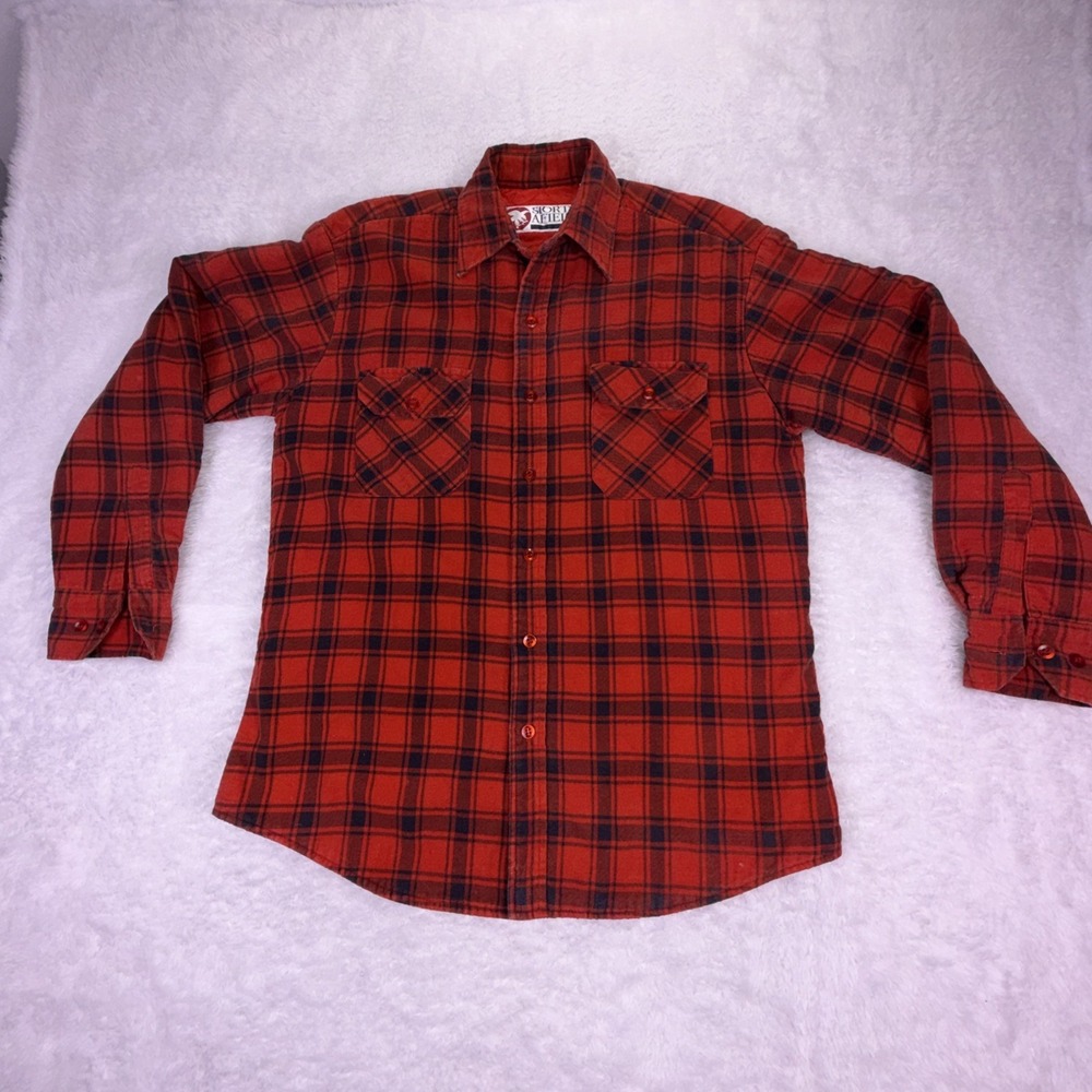 Sports Afield Shacket Mens M Red Blue Buffalo Plaid Quilted‎ Insulated Flannel